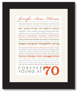 70th Birthday Personalised Print