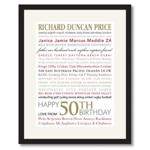 50th Birthday personalised gift idea